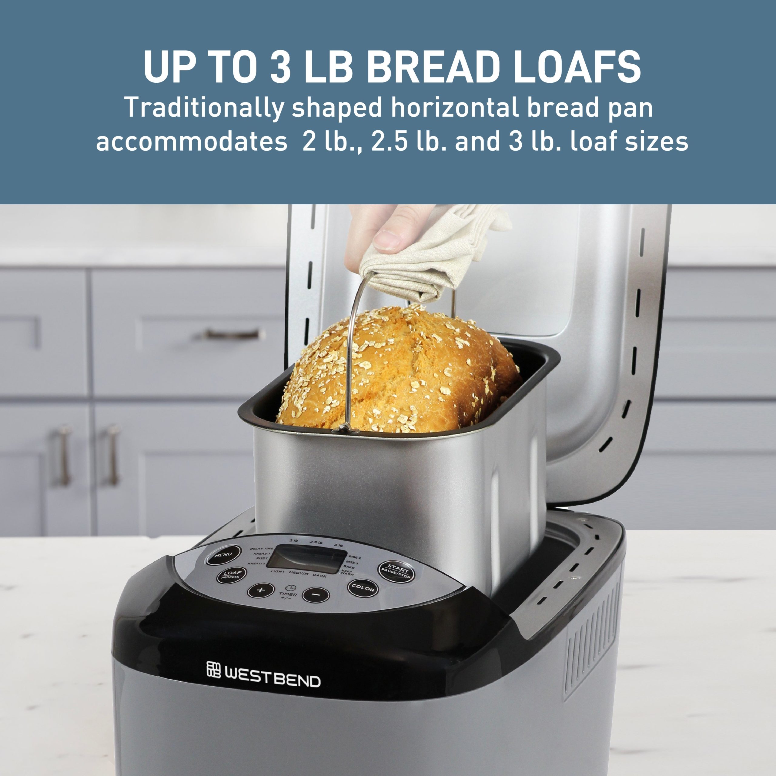 West Bend Hi-Rise Bread Maker with 12 Preset Digital Controls - Image 4