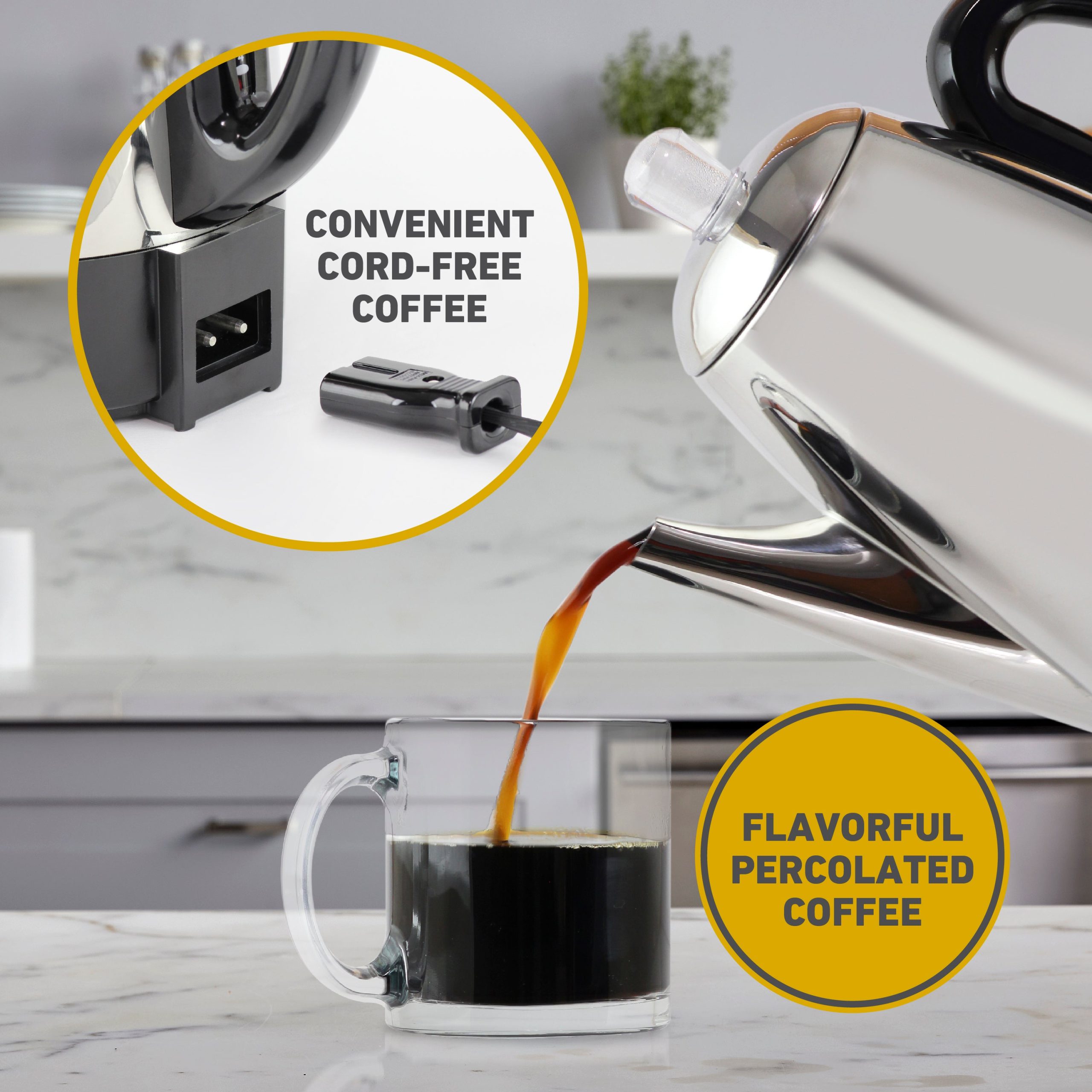 West Bend Classic Coffee Percolator with Cordless Serving, Ready-to-Serve Light - Image 3