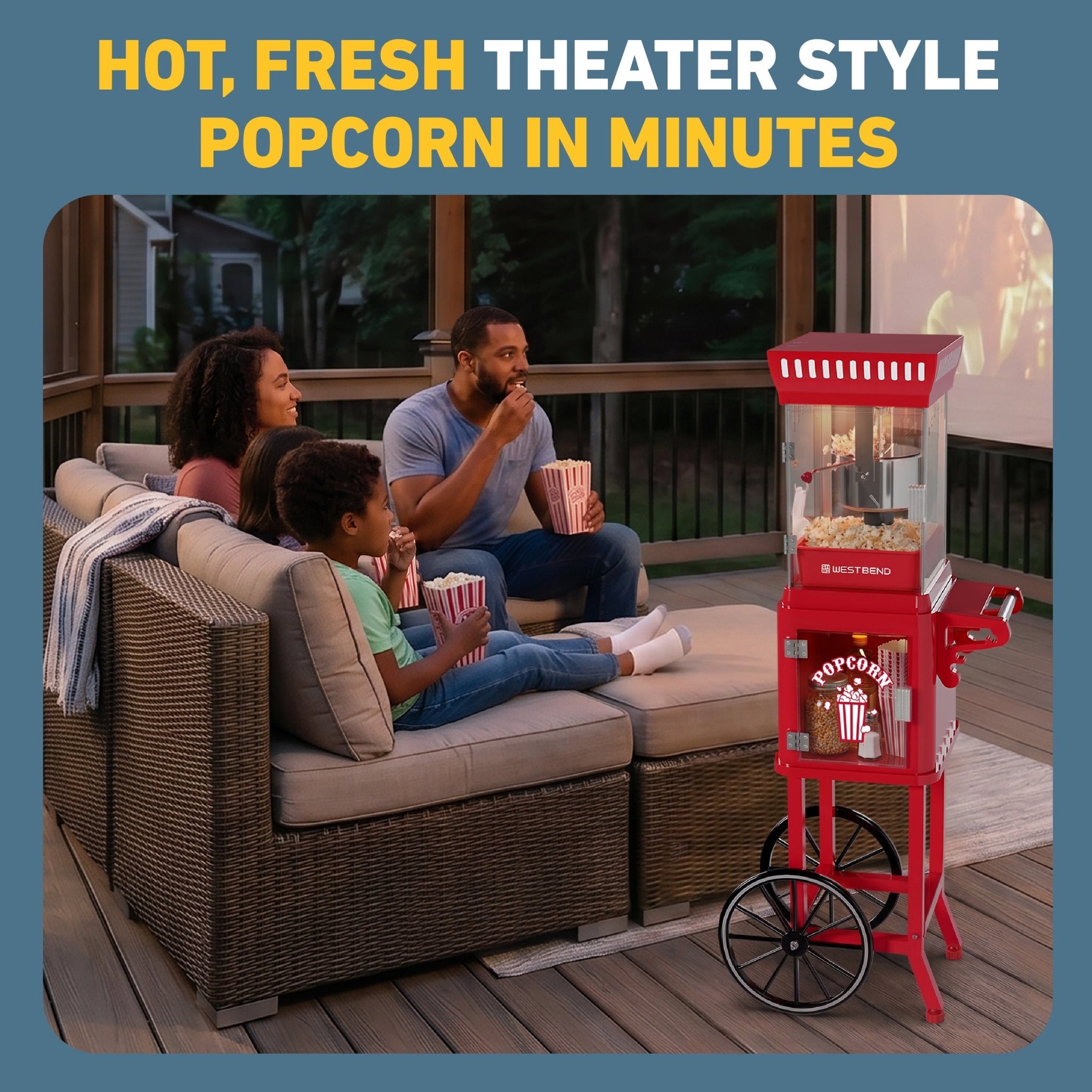 West Bend Popcorn Cart with 2.5 oz Kettle - Image 3